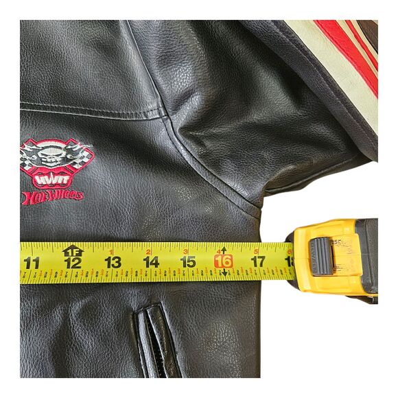 Y2K Mattel Hotwheels Childs Jacket Size 7 Synthetic Leather Black Lined - Picture 6 of 8